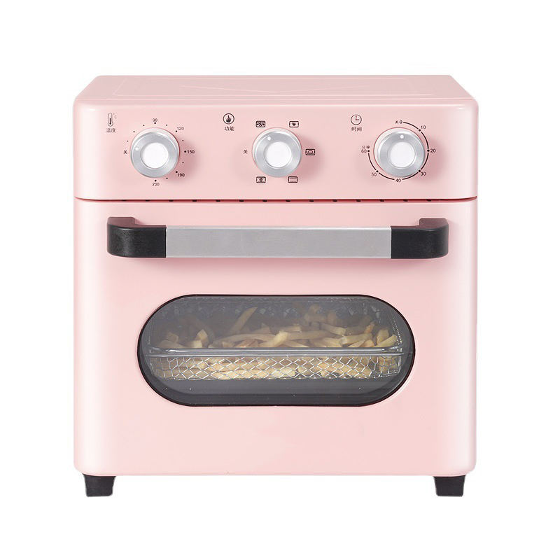 16L粉色多功能2合1空气烤箱